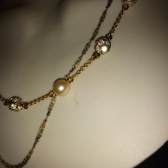 Lot Of 2 Nolan Miller Necklaces Faux Pearl Rhinestone - Picture 2 of 8